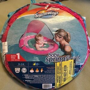 SwimWays Baby Spring Float with Canopy - Pink and Blue